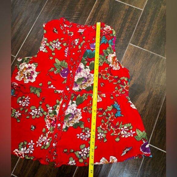 🌺 “Billa” Red Floral Sleeveless Peplum Top – Size XL - Picture 8 of 16